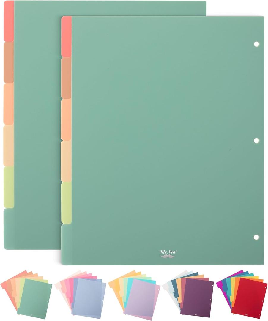 Mr. Pen- Binder Dividers with Tabs, Pack of 2 Sets (12 Dividers Total), Plastic, 3 Ring (Boho)