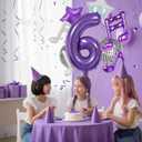 Purple Music Birthday Party Decorations Magical Music Themed Party Supplies, Number 6 Balloon Set 40 Inch Large Number Foil Mylar Balloons
