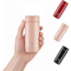 Small Thermo Bottle Mini Vacuum Insulated Water Bottle 200ml/6.8oz Water Flask Stainless Steel Thermal Water Bottles Thermo for Hot and Cold Drinks for Purse Handbag Pocket (Pink)