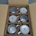 famiware Coffee Mugs Set of 6, Nebula 14oz Coffee Mugs, Ceramic Cup Set with Handle for Latte, Tea, Milk, Cappuccino, Cocoa, Light Gray