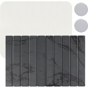 23*16'' Large Diatomaceous Earth Stone Quick Drying Mat For Kitchen Counter Bathroom Foldable and Absorbent Drying Stone Mat Home Pad Fast-Drying Floor Mat Dark Gray