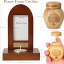 Small Urn for Human Ashes with Memorial Picture Frame Hold a 3’’ Photo Tree of Life Wooden Keepsake Urns for Mini urn with Picture for Dad/Mom Memorial Little Urns for Sharing Adult Ashes
