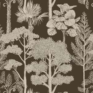 Safiyya Peel and Stick Wallpaper Forest Contact Paper 17.3" x 393" Vintage Tree Wall Paper Renter Friendly Self Adhesive Removable Wallpaper for Bathroom Vinyl Brown