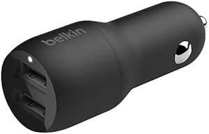 DUAL USB-A CAR CHARGER 12W X2 BLK BELKIN