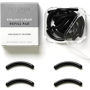 Black Eyelash Curler Refills (24-Pack) Replacement Pads | Eye Lash and Cosmetic Accessory | Create Permanent Curls and Intense Lashes | Universal Fit for Standard Curlers