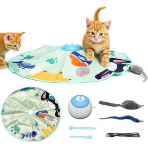 Cat Toy for Indoor Cats, Hide and Seek Game Interactive Cat Toy Rechargeable, Moving Concealed Feathers, Durable Exercise Toys for Indoor Cats, Bored Adult Cat