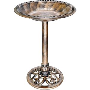 VIVOHOME 28 Inch Height Polyresin Lightweight Antique Outdoor Garden Bird Bath Copper
