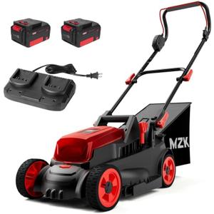 MZK 30V 18" Cordless Lawn Mower, Walk-Behind Lawn Mower with Grass Bag