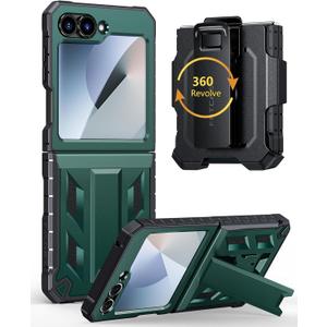 FNTCASE for Samsung Galaxy Z-Flip-6 Case: Military Grade Protection Shockproof Cell Phone Cover with Belt Clip Holster & Kickstand | Protective Drop Proof Rugged Case for Z Flip 7 FE 2025-Green FNTCASE for Samsung Galaxy Z-Flip-6 Case: Military Grade Protection Shockproof Cell Phone Cover with Belt Clip Holster & Kickstand | Protective Drop Proof Rugged Case for Z Flip 7 FE 2025-Green