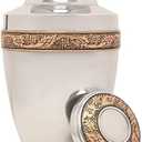 Eternal Harmony Large Urn for Ashes, Adult Male & Female Cremation Urn for Human Ashes with Elegant Finishes, Secure Seal & Velvet Bag, Funeral Urn for Women & Men Up to 200 lbs, 7”x11” (Silver)