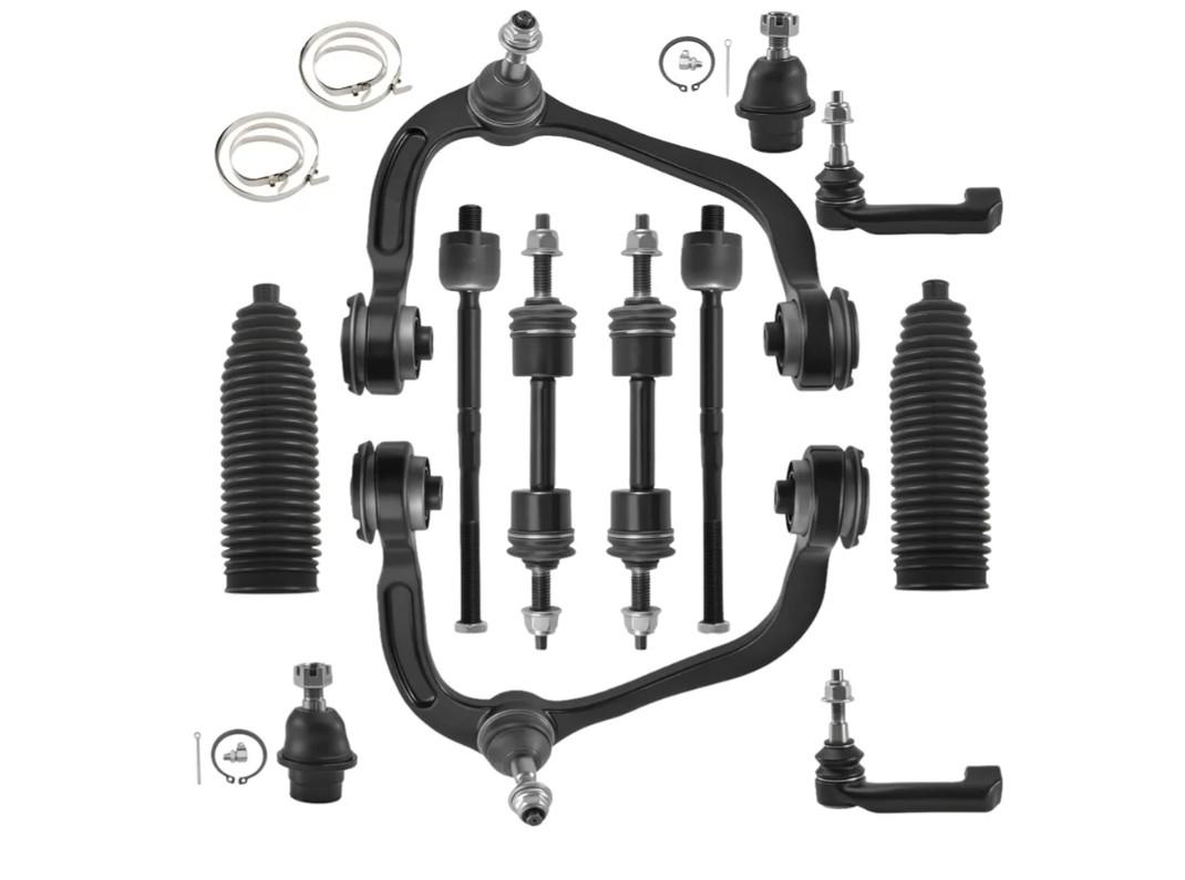 Front Upper Control Arm with Ball Joint Fit for Ford F150 2009 2010 2011 2012 2013 2014 4X4 MODELS ONLY Not for Raptor Models-12 PCS Suspension Kit K80306, K8030, K750362, ES800514