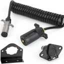 7 Wire to 6 Wire Trailer Plug Cord Adapter,7-Way Blade to 6-Way Pin Towing Wring (Tool trio), Coiled Cable with Female Receptor