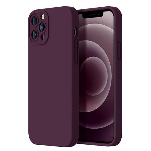 Kiresen Designed for iPhone 12 Pro Case - Upgraded Enhanced Camera Protection - Soft Microfiber Lining Inside - Liquid Silicone Shockproof Protective Phone Case 6.1" for Men Women Girls - Plums Color