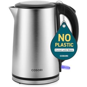 COSORI Electric Kettle, No Plastic Inner Lid, Filter and Spout, Double Wall Stainless Steel Keep Warm, Automatic Shut Off & Boil-Dry Protection, Durable Tea Kettle Boiler & Heater, 1.5L/1500W, Silver