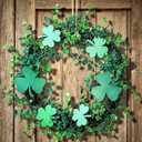Hotop 18 Inch St Patrick's Day Front Door Shamrock Wreath Lucky Artificial Shamrock St Patrick's Day Wreath Decorative for Home Front Door Porch Wall Garden Decor Party Decoration Supplies