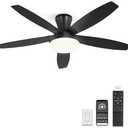ZMISHIBO 48 inch Ceiling Fans with Lights and Remote/APP Control,Black Low Profile Ceiling Fan with Light,Quiet DC Motor,LED Dimmable, Modern Flush Mount Ceiling Fan for Bedroom Indoor/Outdoor Patio