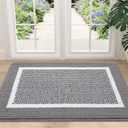 Colorxy Indoor Door Mat, Non-Slip Absorbent Resist Dirt Entrance Mat, Sturdy Low-Profile Inside Floor Mats, Washable Front Entry Doormats for Entryway, 36''x24'', Grey
