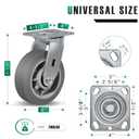 6x2 Heavy Duty Caster Wheels -Industrial Caster Wheels, Rubber Wheels（Flat Tread）- Set of 4 with up to 2800 LB Capacity - Use for Dollies, Workbench (2 Swivel &2 Rigid)