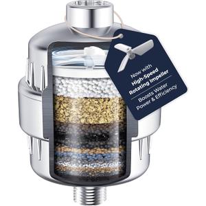 LAIFsolutions Turbo Shower Filter with Rotating Impeller & KDF  High-Pressure, Chlorine Removal, Universal Fit, Easy Install  Hard Water Softener for Hair & Skin Care (Shower Filter)