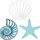Pelopy 3 Pcs Coastal Metal Outdoor Wall Art Seashells Conches Starfish Wall Decor Ocean Nautical Theme Sign for Summer Beach Pool Yard Garden Lake House Home Bathroom Bedroom Decoration