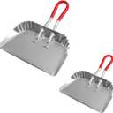 TOP DOG Metal Dustpan 17, Aluminum Dust Pans Heavy Duty Does not Chip or Bend Sheet Metal Edge Flat Against Floor for Small Item Sweeping Rubber Coated Easy to Grasp Handle (2pcs)