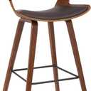 Armen Living Jagger Modern 26" Counter Height Barstool with Brown Faux Leather and Black Powder Coated Footrest