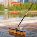 24Push Broom Brush for Floor Cleaning with 65 Long Handle and Stiff Bristles, Heavy Duty Brush for Shop, Deck, Garage, Concrete,Indoor and Outdoor Broom,Orange