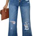 Utyful Women's High Waist Relaxed Fit Ripped Jeans Stretchy Flare Jeans Denim Pants S