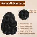 Black Ponytail Extension, 9" Short Claw Clip in Ponytail Hair Extensions Hair Piece Natural Soft Synthetic Curly Wavy Pony Tail Hair Pieces for Women
