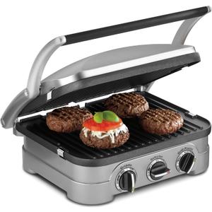 Cuisinart Griddler Indoor Grill, Panini Press, Sandwich Maker & More, 5-in-1 Grilling, Dishwasher-Safe Nonstick Cooking Plates, GR-4NNAS, Stainless Steel