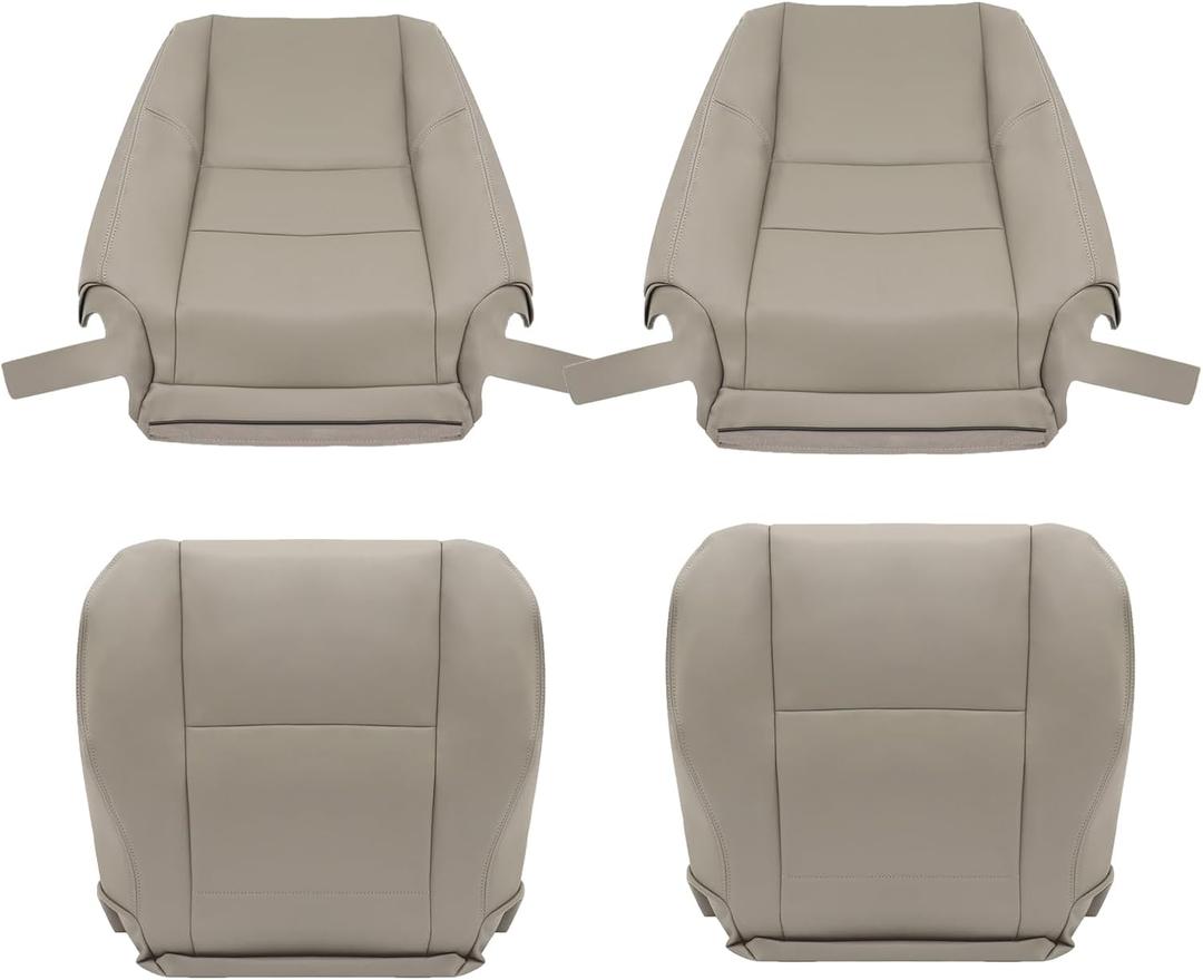 4pcs Grey Front Driver and Passenger Side Bottom and Top Back Seat Covers Fit for Sequoia Tundra 2000 2001 2002 2003 2004 2005 2006