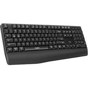seenda Bluetooth Wireless Keyboard, Wireless Ergonomic Keyboard with Wrist Rest, Multi-Device Bluetooth Keyboard with Number Pad, Full-Size Keyboard for Laptop/MacBook/Mac/Windows, Black