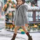 ASHER FASHION Little Big Girls Winter Outfit Hooded Fur Jacket Warm Cotton Fleece Thick Coat Outwear (6-7 Years, Gray)