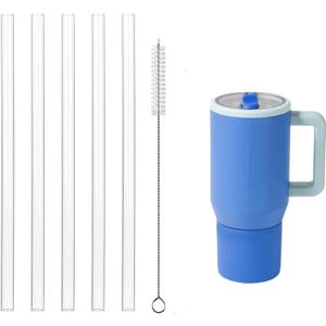 Replacement Straws Fit for Hydrojug traveler 20 oz, Reusable Plastic,Set of 5 Reusable Straws with 1 Cleaning Brushes (20oz)