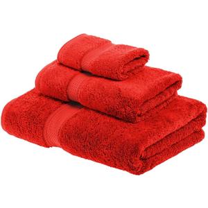 Superior Egyptian Cotton Pile 3 Piece Towel Set, Includes 1 Bath, 1 Hand, 1 Face Towel/Washcloth, Ultra Soft Luxury Towels, Thick Plush Essentials, Guest Bath, Spa, Hotel Bathroom, Red