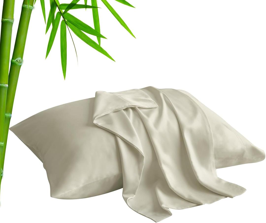 BEDELITE Standard Pillow Cases Set of 2, Rayon Derived from Bamboo, Cooling Pillow Cases for Hot Sleepers & Night Sweats, Breathable Silky Soft Envelope Pillowcases(Linen, 20"x26")