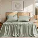 EVERGRACE Tencel Sheet Set Queen Size 4 PiecesSoft Cooling Bed Sheets for Hot Sleepers, Eucalyptus Lyocell Luxury Breathable Bedding Set, 1 Fitted Sheet, 1 Flat Sheet, 2 Shams, Sage Tea Green