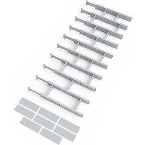 SpaceAid Bamboo Drawer Dividers with Inserts and Labels, Kitchen Adjustable Drawer Organizers, Expandable Organization for Home, Office, Dressers, 10 Dividers with 24 Inserts (17"-22" Gray)