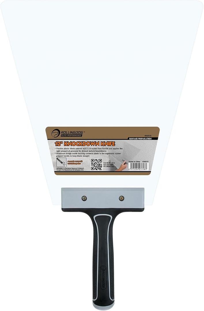 ROLLINGDOG 12 Inch Knockdown Knife - Threaded End Can be Attached to Extension Pole,Acrylic Plastic Blade,Ideal for Creating Knockdown Texture