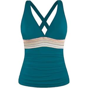 Tankini Tops for Women- Tummy Control Swim Top Only No Bottom 2025(Not Suitable for Large Busts) XL