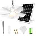 Solar Ceiling Fan Light, 20000mAh Portable Gazebo fan with 30W Solar Powered Fan with Remote Control, Outdoor Ceiling Fan with Light for Patios, Canopy, Shed, RV, Porch and Chicken Coop