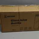 Ruckae 16oz 10 Pack Glass Juice Bottles with Dual Scale, Reusable Glass Bottles with Hole Lids and Straws Mason Jar for Juicing, Smoothies, Kombucha - Water Bottle for Fridge or Gym (Gold)