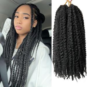 Marley Twist Braiding Hair 18 inch Afro Kinky Curly Crochet Braids 8 Packs Cuban Twist Crochet Braids Synthetic Low Maintenance Skin-Friendly Marley Hair Extensions(1B, Packs of 8)