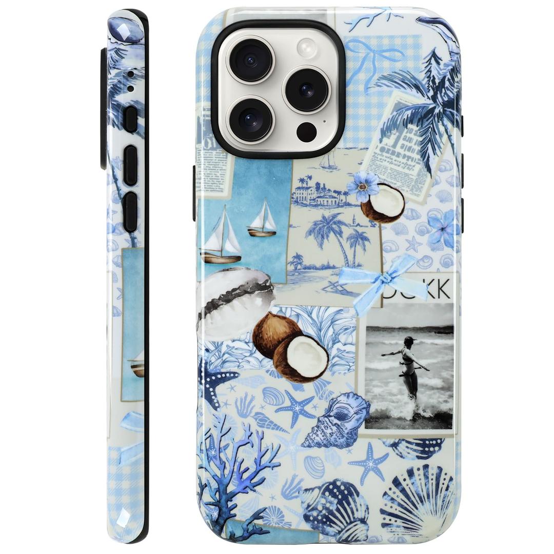 KANGHAR Magnetic Designed for iPhone 16 Pro Max Case, Cute Blue Summer