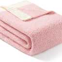 Snuggle Sac Heather Pink Throw Blanket for Couch, Reversible Super Soft Blankets Warm Cozy Knit Fuzzy Plush Lightweight Throws for Sofa, Bed, Camping,Heather Pink, 60x80
