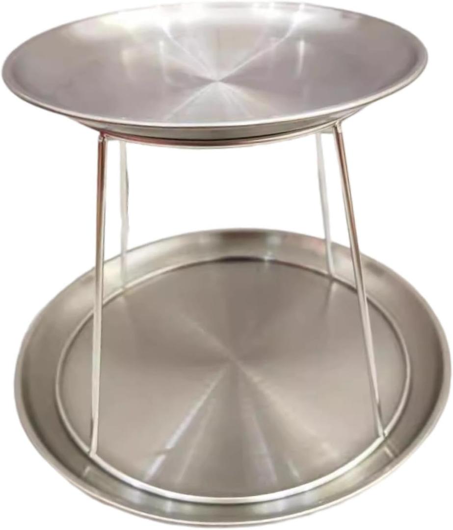 Seafood Stand Set Tray Stand 2 Tier Round Dinnerware Multifunctional Seafood Tray Stainless Steel for Wedding Dessert Kitchen, Shallow Dish