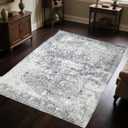 Area Rugs 4x6 for Living Room - Machine Washable Vintage Soft Bedroom Rugs with Rubber Backing - Oriental Large Indoor Floor Carpet for Dining Room Under Table Home Office (Black)