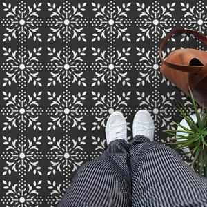 MORCART 20 Pcs Peel and Stick Floor Tile, 7.87"x 7.87" Vinyl Flooring Waterproof, DIY Flooring for Bathroom, Kitchen, Fireplace, Stairs, Bedrooms, Wall, Pantry Room (FT1294 black white)