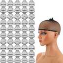 50 Pcs Black Mesh Wig Caps Net, Stretchy Nylon Liner Weaving Cap, Close End Fishnet Wig Cap for Women Men
