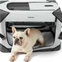 Lesure Collapsible Dog Crate - Portable Travel Kennel for Small Dog, 4-Door Pet Crate with Mesh Windows, Indoor & Outdoor, Light Gray